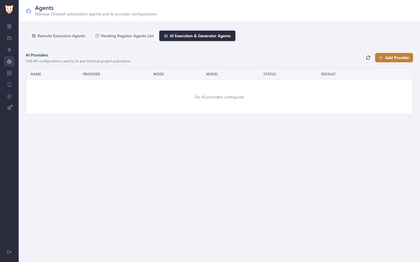 No model is configured yet