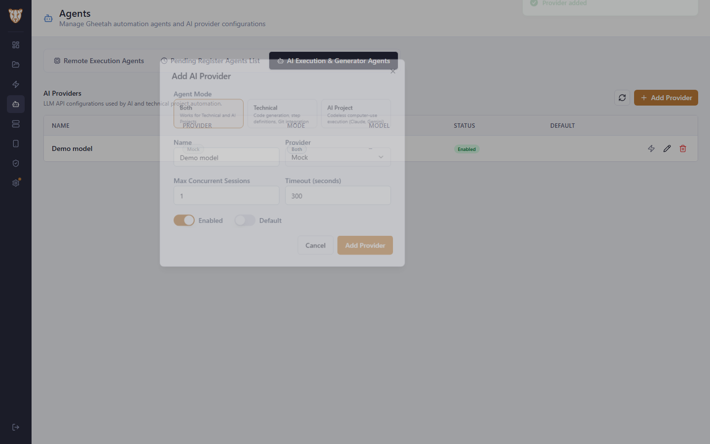 The model is registered